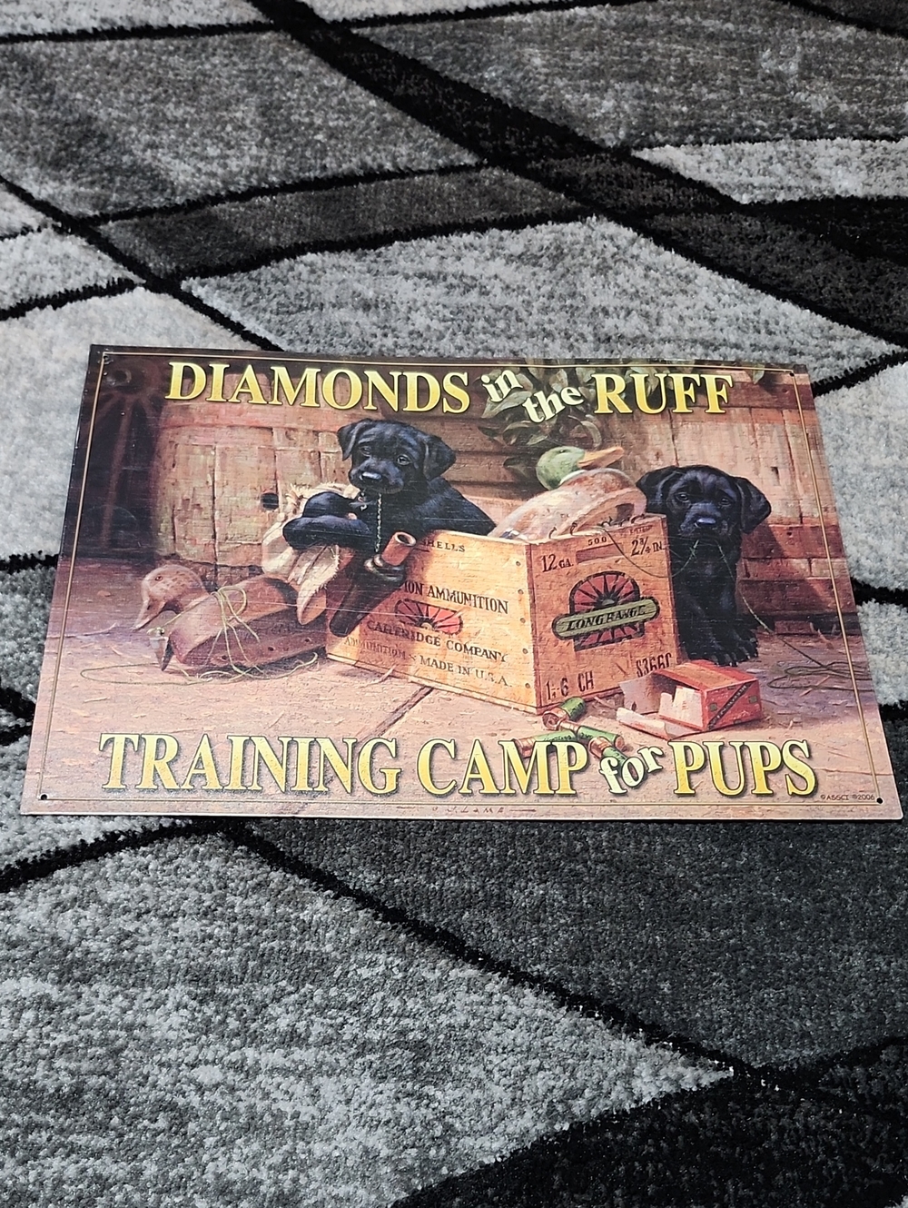 DIAMONDS IN THE RUFF BLACK LABRADOR PUPPIES DECORATIVE METAL TIN WALL SIGN